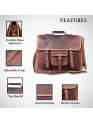  Genuine Buffalo Leather Briefcase Bag Men's Messenger Brown Work Laptop Bag